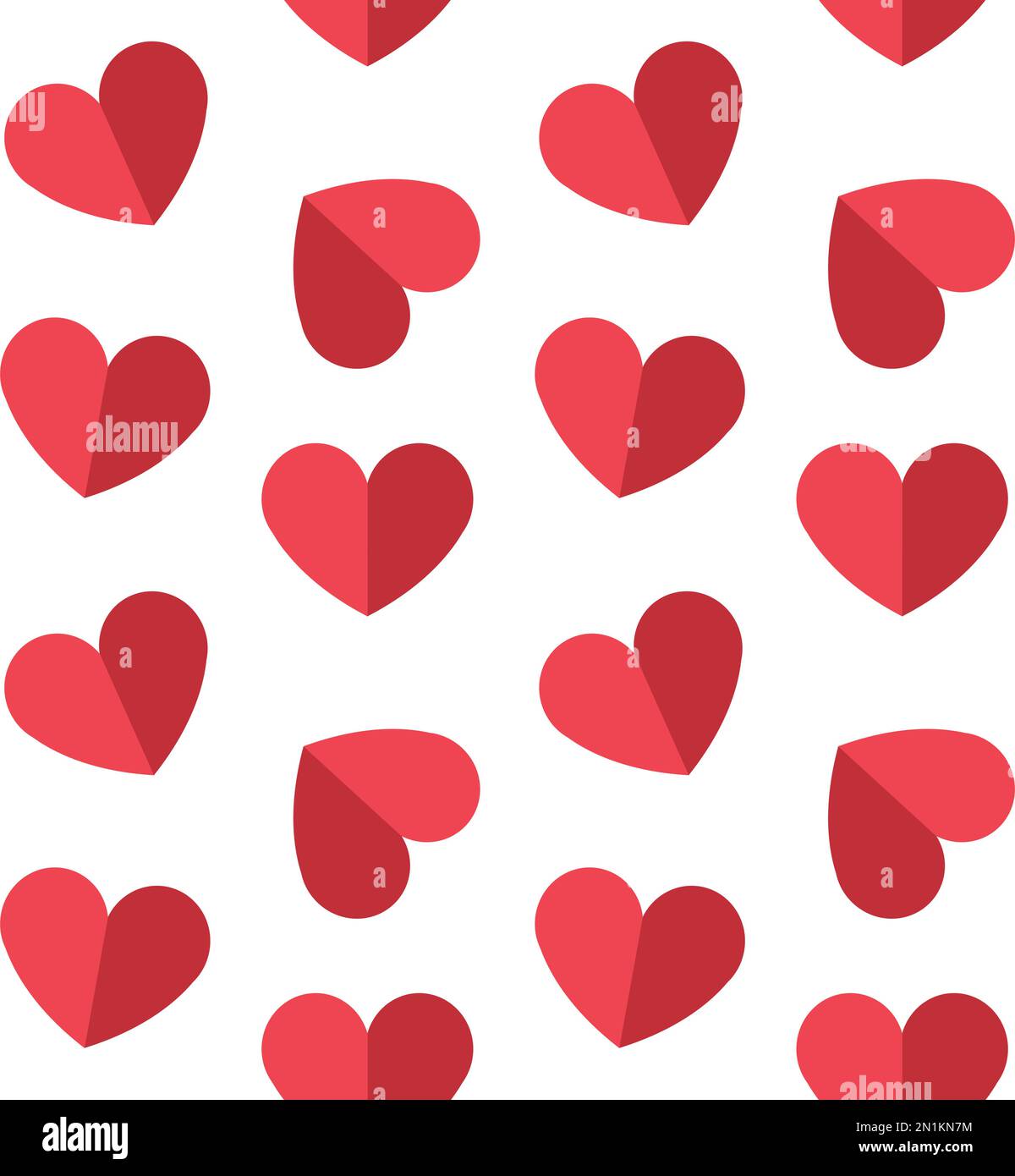 Vector seamless pattern of flat hearts isolated on white background ...
