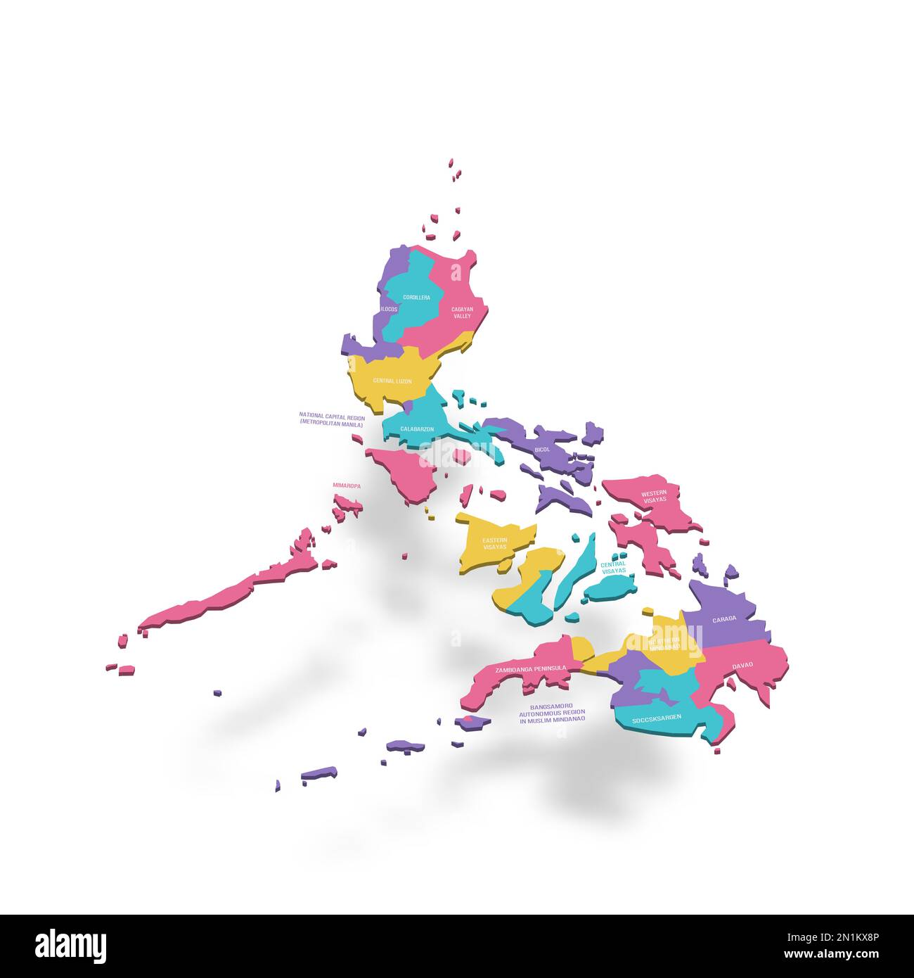 Philippines political map of administrative divisions - regions. 3D ...