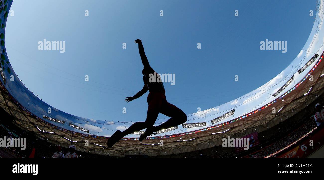 United States' Ashton Eaton competes in the men's long jump decathlon