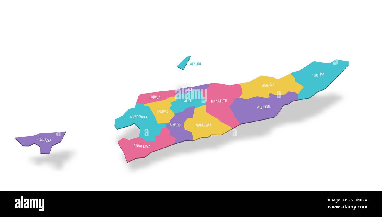 East Timor political map of administrative divisions - municipalities ...