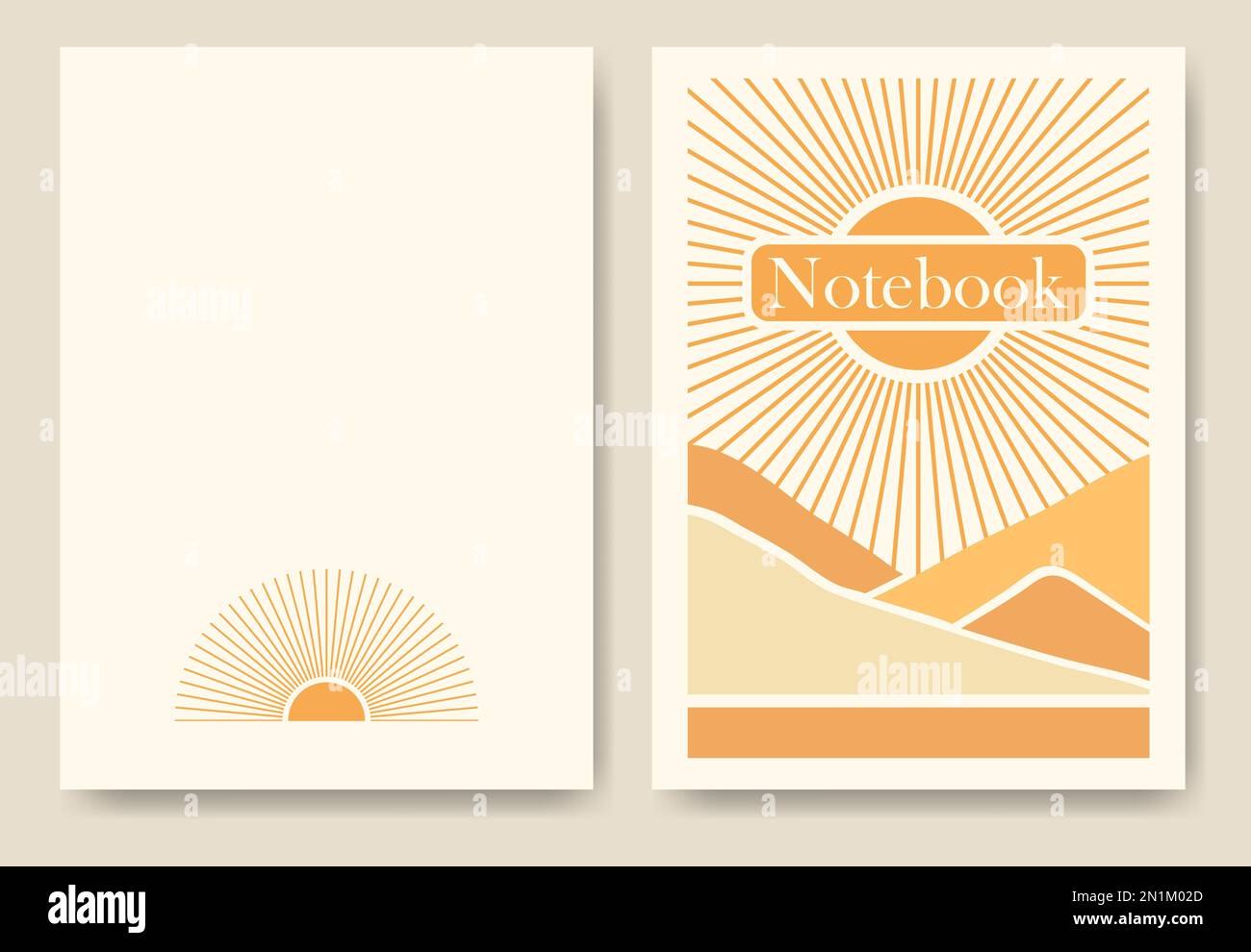 Sunny valley landscape background notebook cover. Nature environment