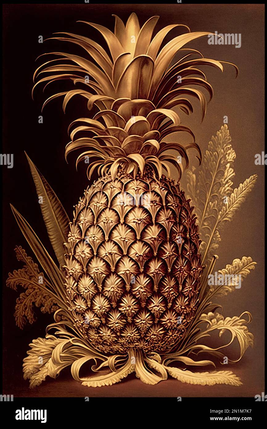 GOLD PINEAPPLE Victorian Status Symbol Luxury Exotic Fruit Retro