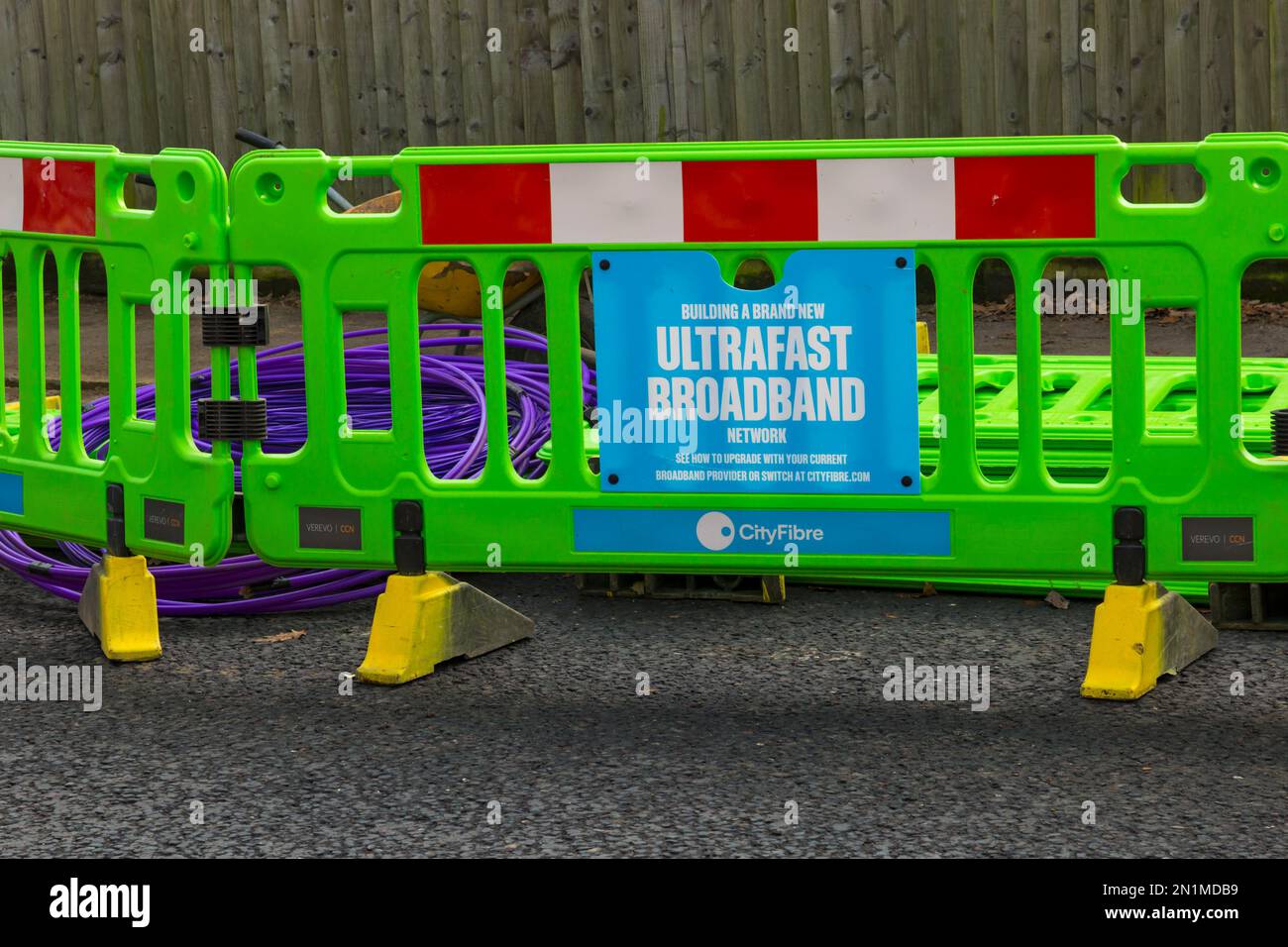 Work being undertaken by City Fibre to install a brand new ultrafast broadband network in the area at Poole, Dorset UK in February Stock Photo