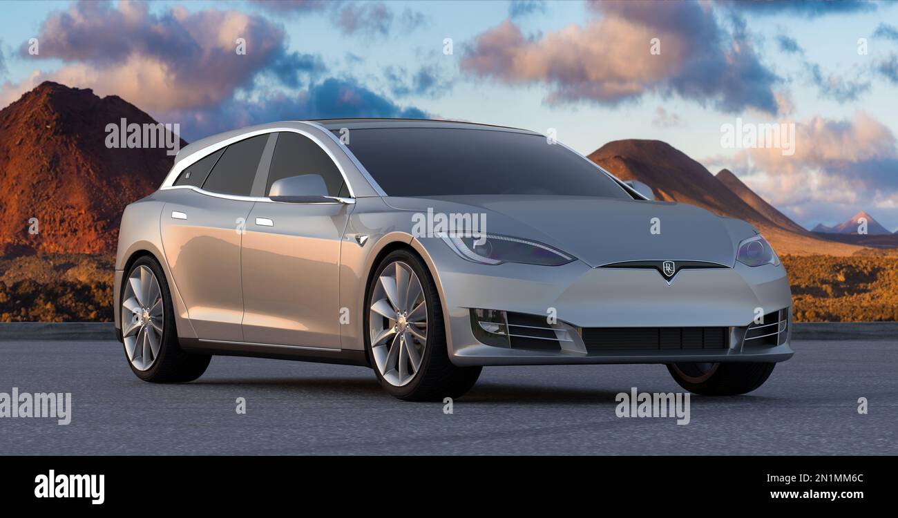 Tesla Model S 85 Performance in Shooting Brake body Stock Photo Alamy