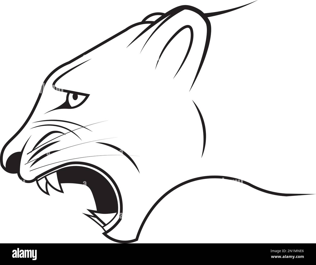 The profile of the head of an enraged puma ready to attack Stock Vector