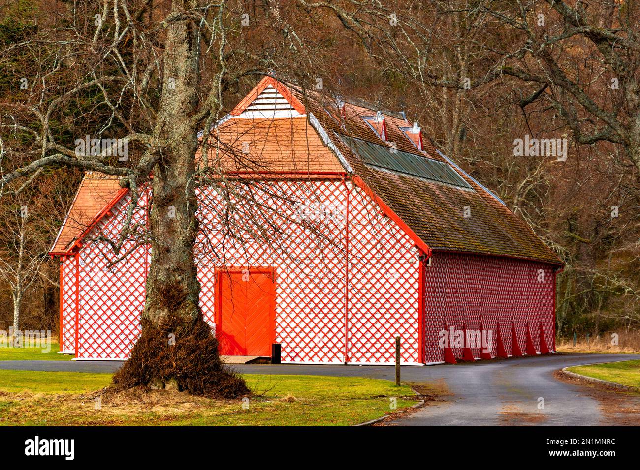 Braemar Aberdeenshire Scotland Mar Lodge Estate the exterior of the red ...