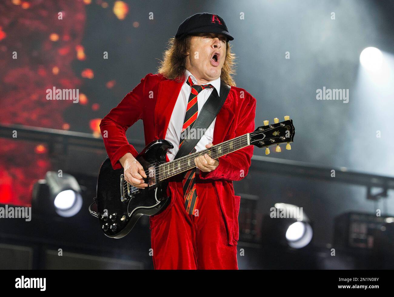 AC/DC's Angus Young performs during their Rock Or Bust World Tour at ...