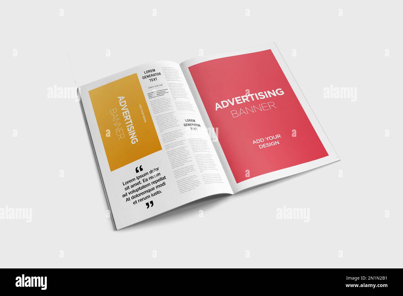 Newspaper Advertising Magazine Brochure Mockup 3D Rendering White