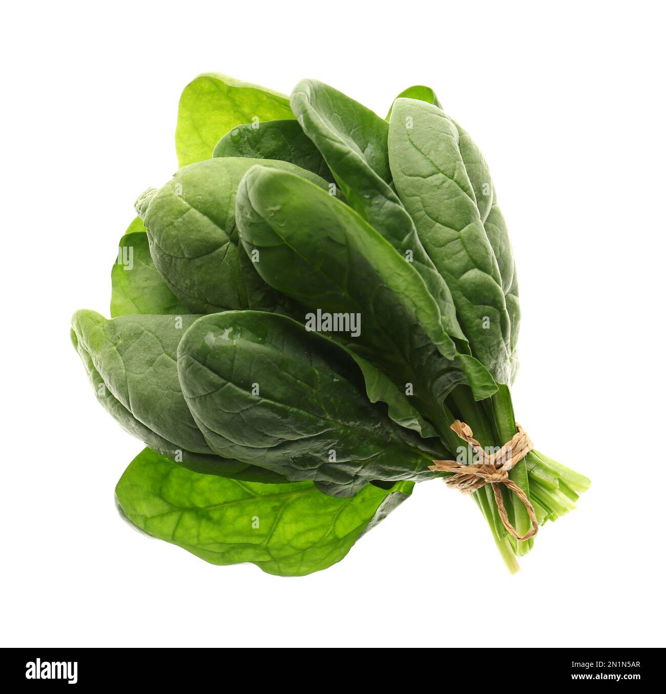 Bunch of fresh spinach isolated on white, top view Stock Photo - Alamy