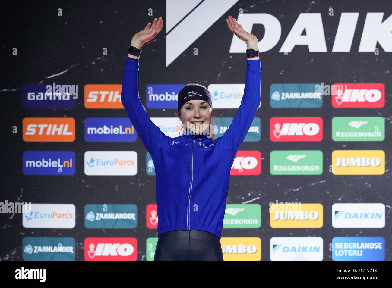 HEERENVEEN, NETHERLANDS - FEBRUARY 5: Sanne in 't Hof during the medal ...