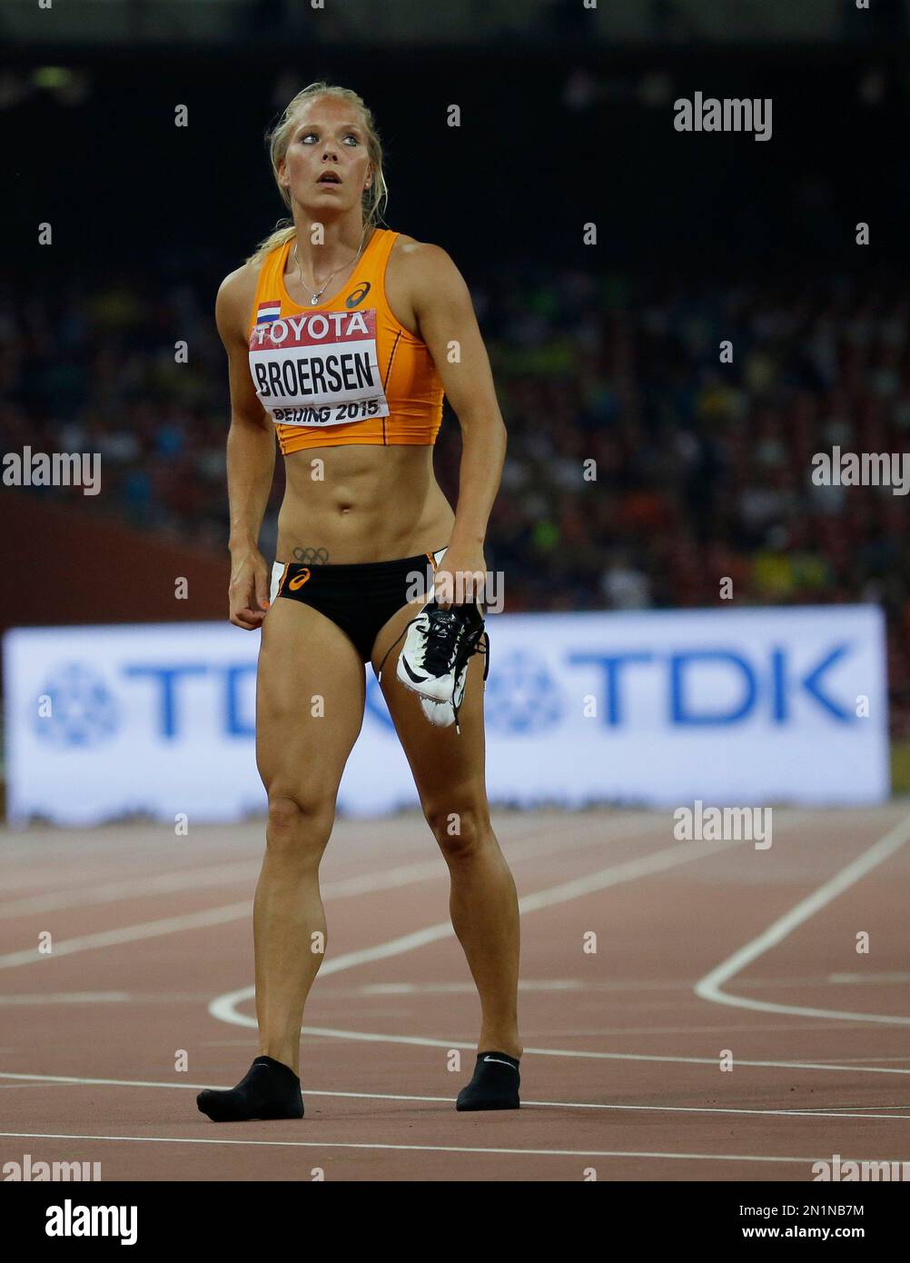 Nadine Broersen of the Netherlands reacts after running in the women’s