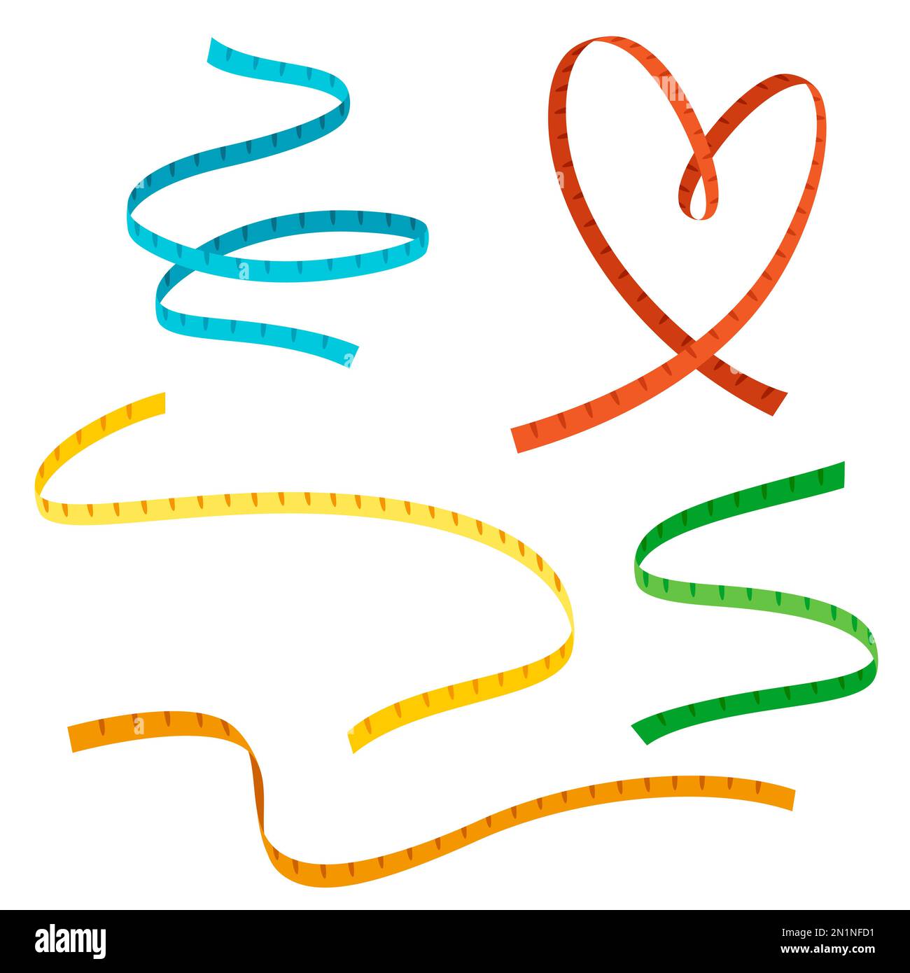 Set of measuring tape. Images for body measurements Stock Vector Image