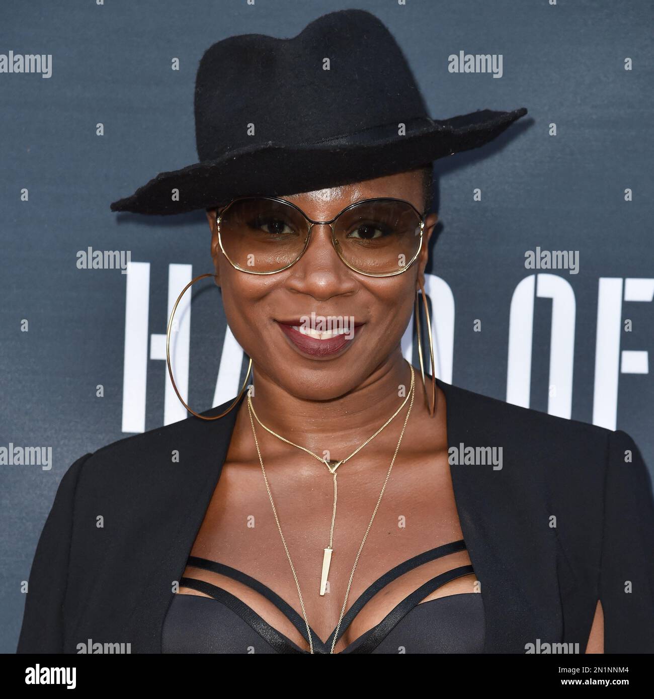 Aisha Hinds arrives at the Premiere of "Hand of God" held at the Ace