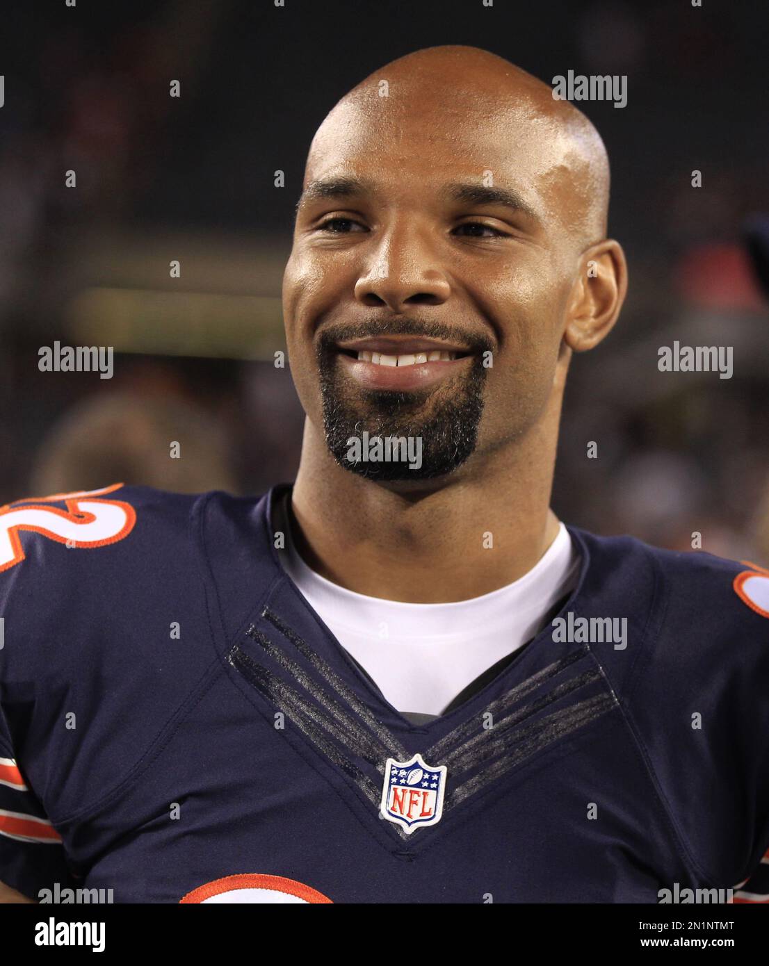 Chicago Bears running back Matt Forte (22) smiles after a preseason NFL football game against the Miami Dolphins Thursday, Aug. 13, 2015, in Chicago. (AP Photo/Christian K. Lee) Stock Photo