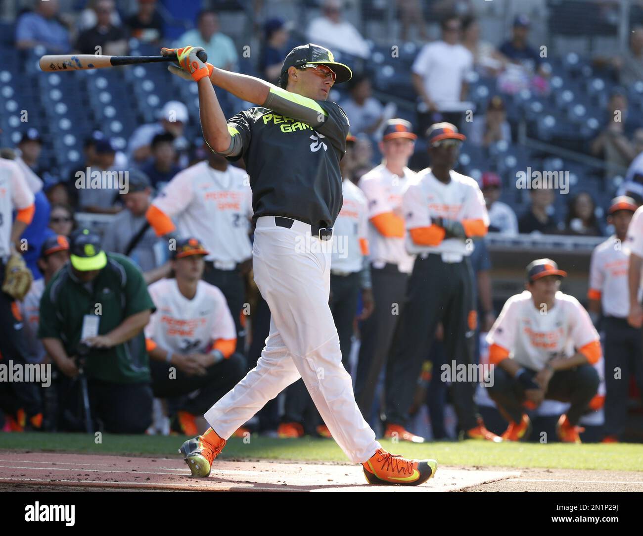 Blake Rutherford, from Simi Valley, Calif. in the home run derby at the ...