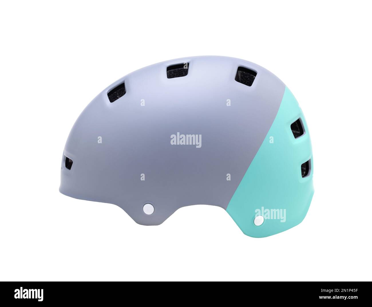 Children's sports plastic helmet isolated on white. Stock Photo