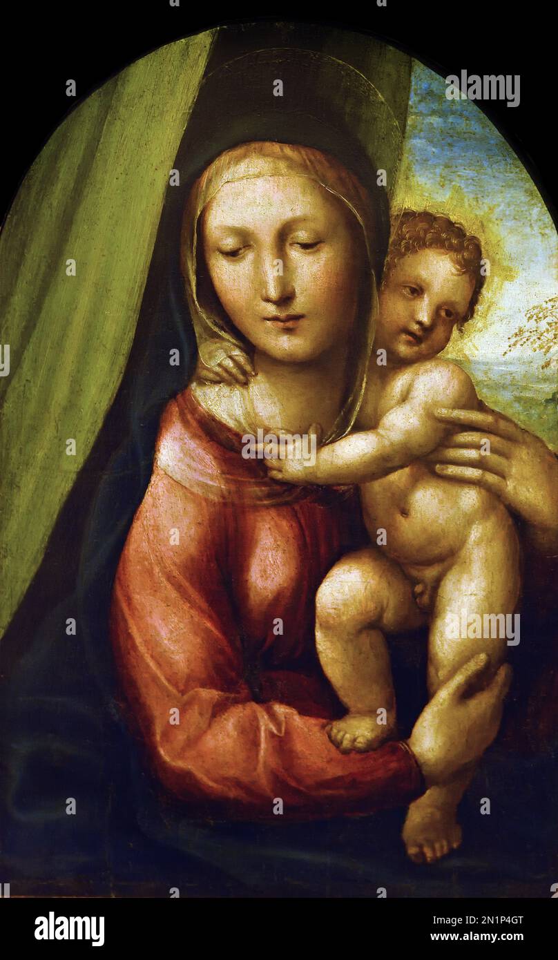 Madonna col Bambino 1526 by Giovanni Bazzi known as Il Sodoma,1477- 1549, Christian Art, Italy, Italian. Stock Photo