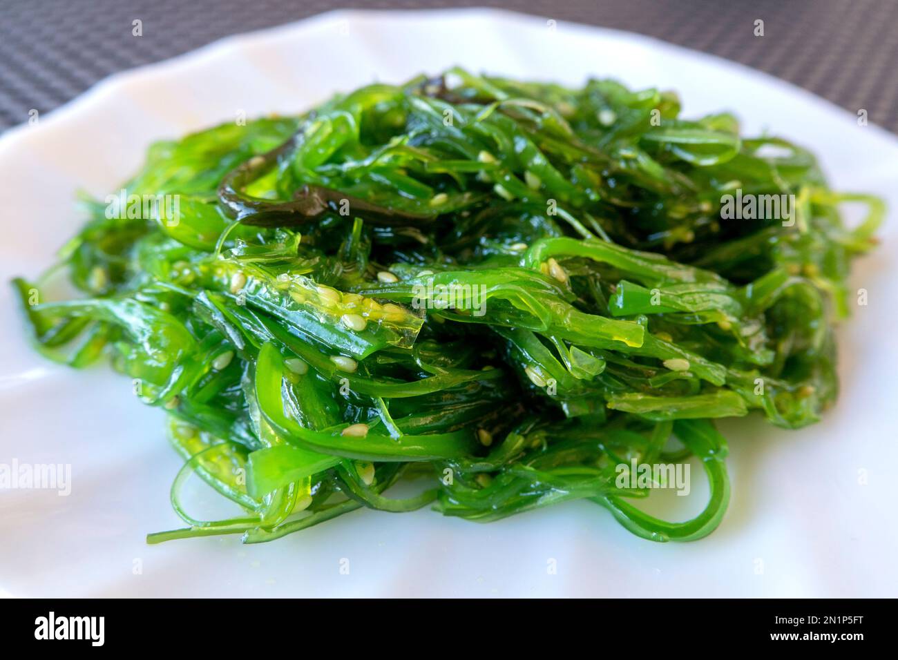 Close up of Goma Wakame (Seaweed Salad) Stock Photo