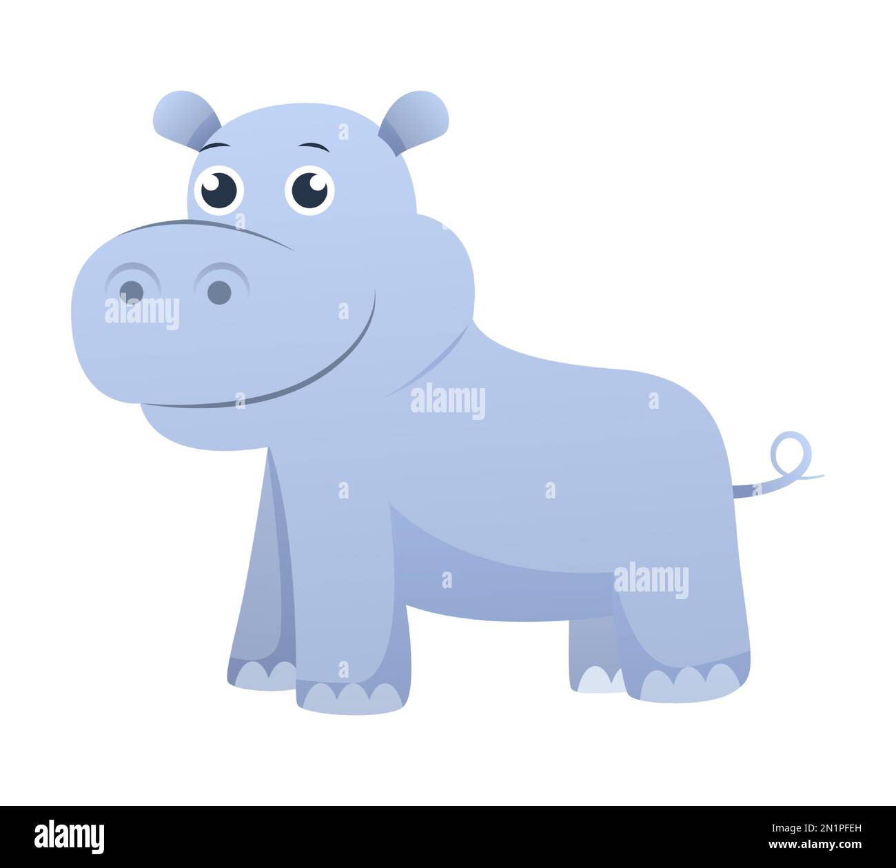 Hippopotamus . Cute isolated cartoon vector . Stock Vector
