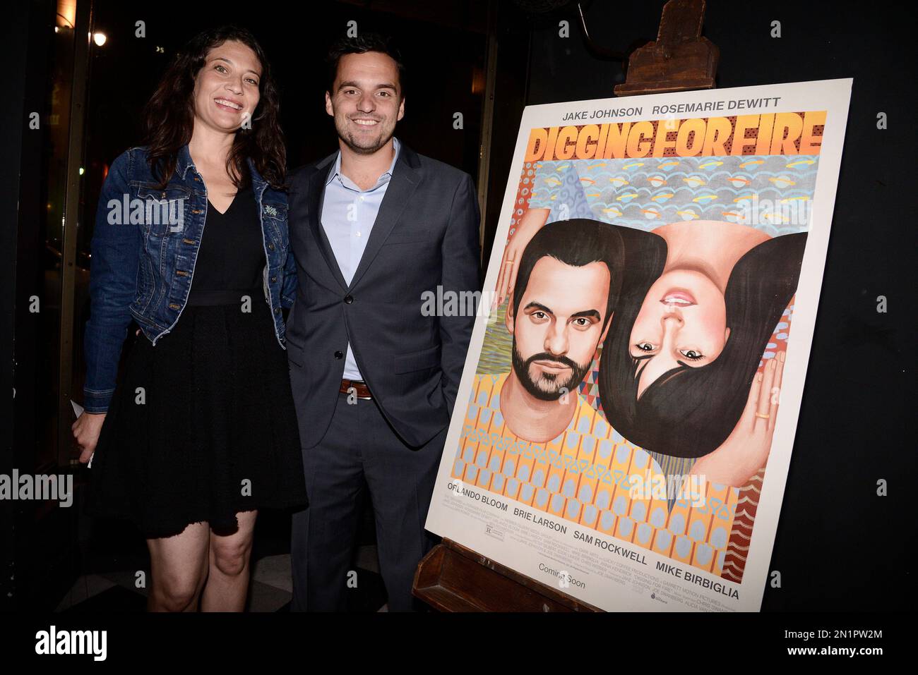 Actor Jake Johnson, right, and his wife Erin Payne attend the after party  for the Los Angeles premiere of the feature film "Digging For Fire" in Los  Angeles on Thursday, Aug. 13,