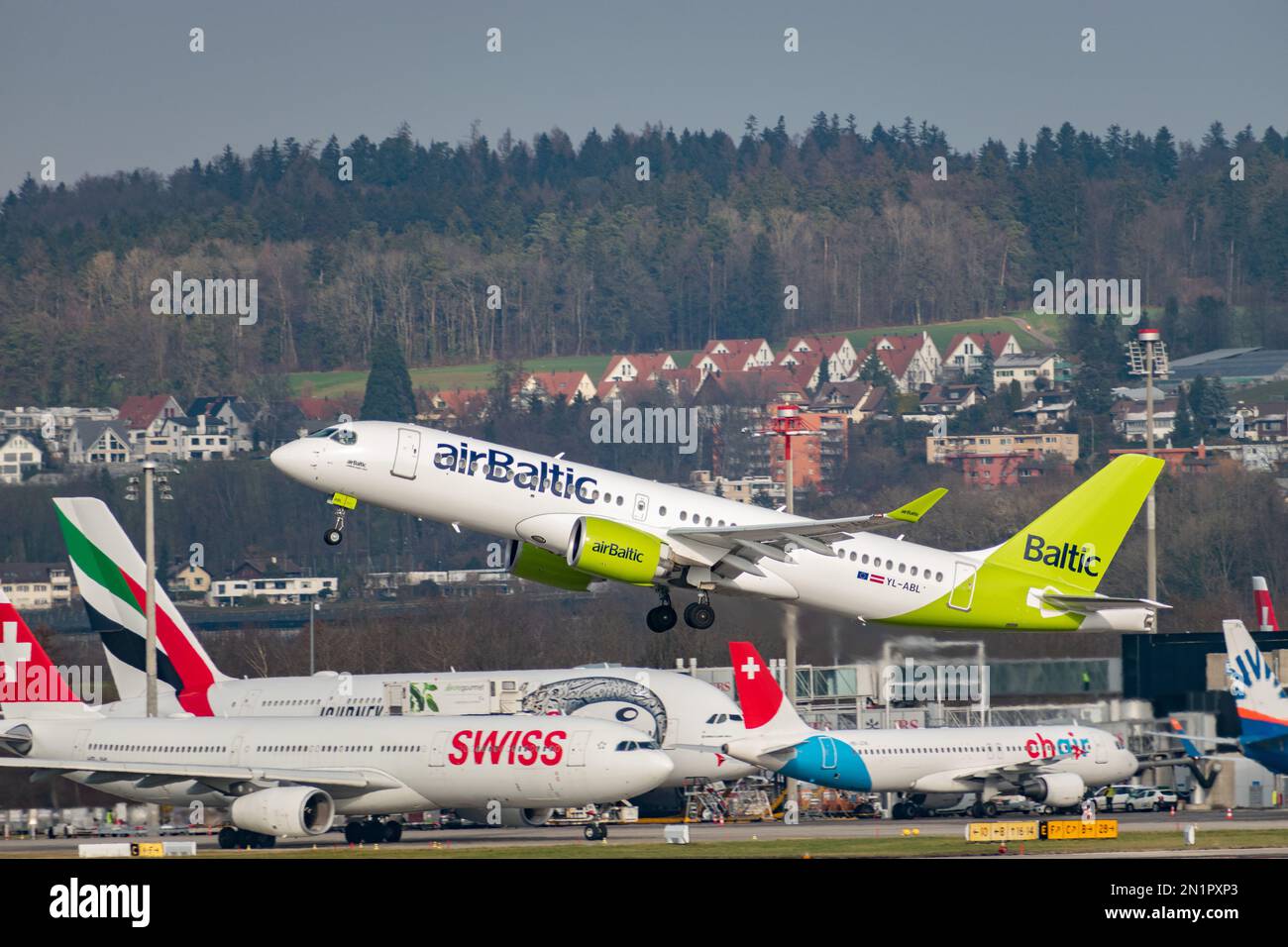 Zurich, Switzerland, January 20,2023 Air Baltic Bombardier CS300 or