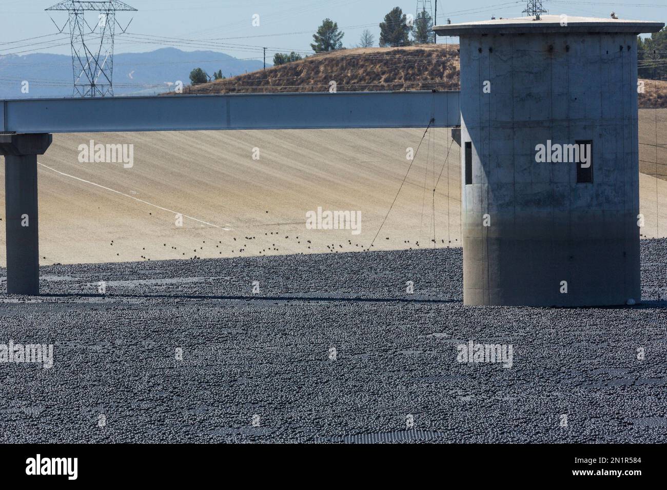 The Los Angeles Reservoir is covered with over 90 million black plastic