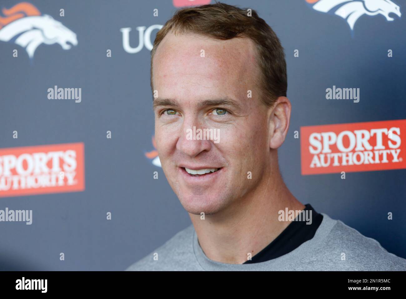 Denver Broncos quarterback Peyton Manning (18) after the morning session at the team
