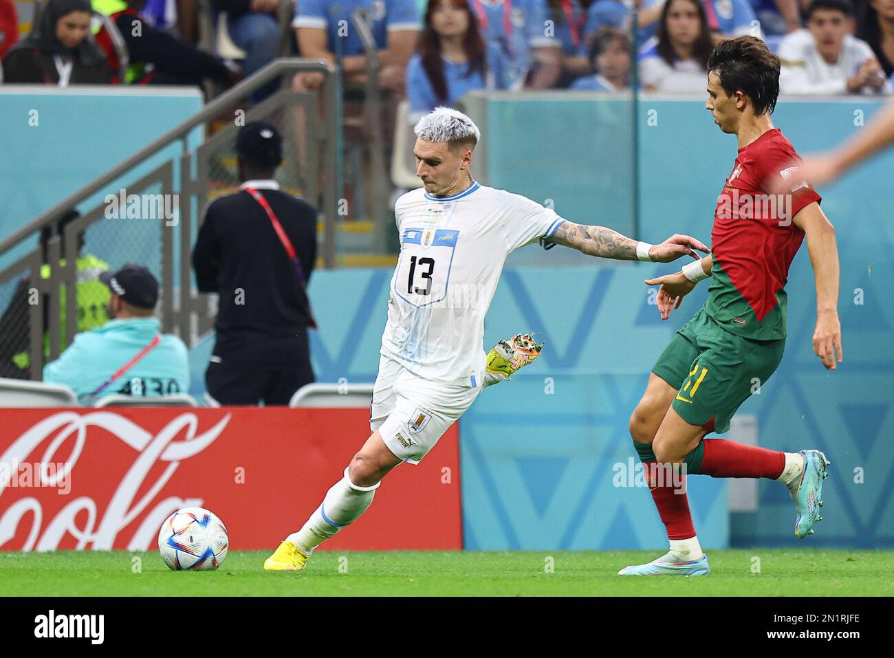 LUSAIL CITY, QATAR - NOVEMBER 28: Guillermo Varela  during the FIFA World Cup Qatar 2022 Group H match between Portugal and Uruguay at Lusail Stadium on November 28, 2022 in Lusail City, Qatar. (Photo by MB Media) Stock Photo