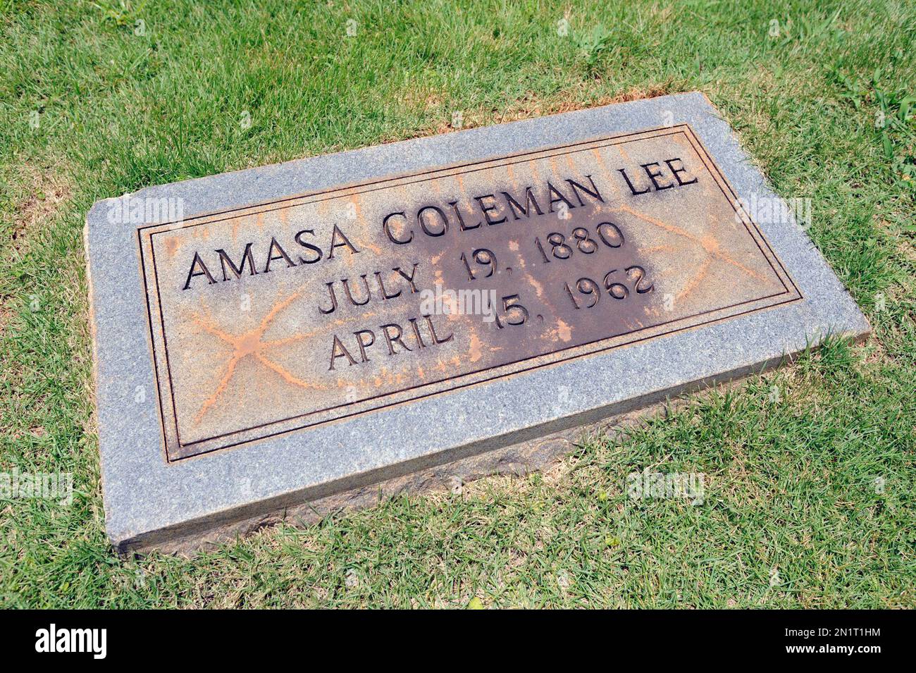 This July 8, 2015 photo shows the grave of author Harper Lee's father