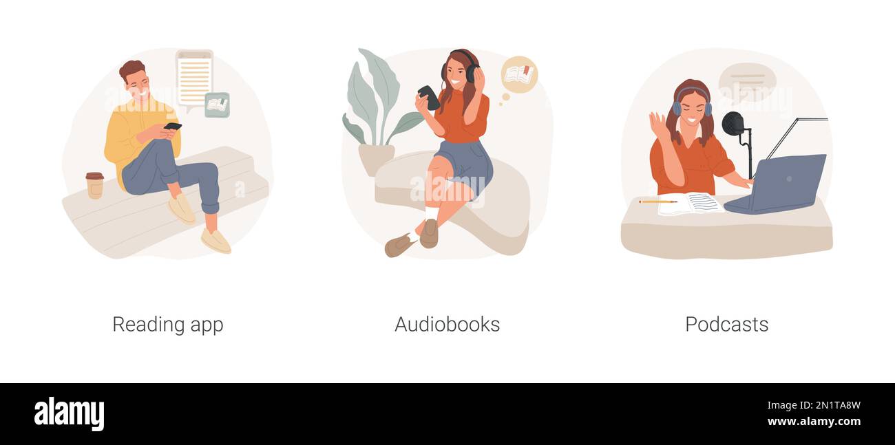 Curious mindset isolated cartoon vector illustration set. Relaxed man ...