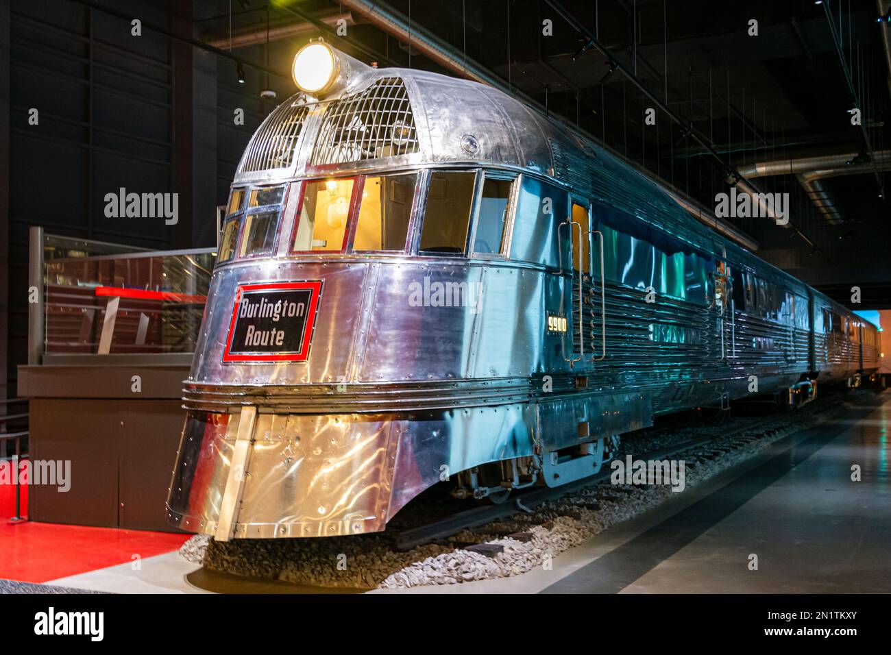 Chicago, IL, USA February 6, 2023 Pioneer Zephyr railroad train on