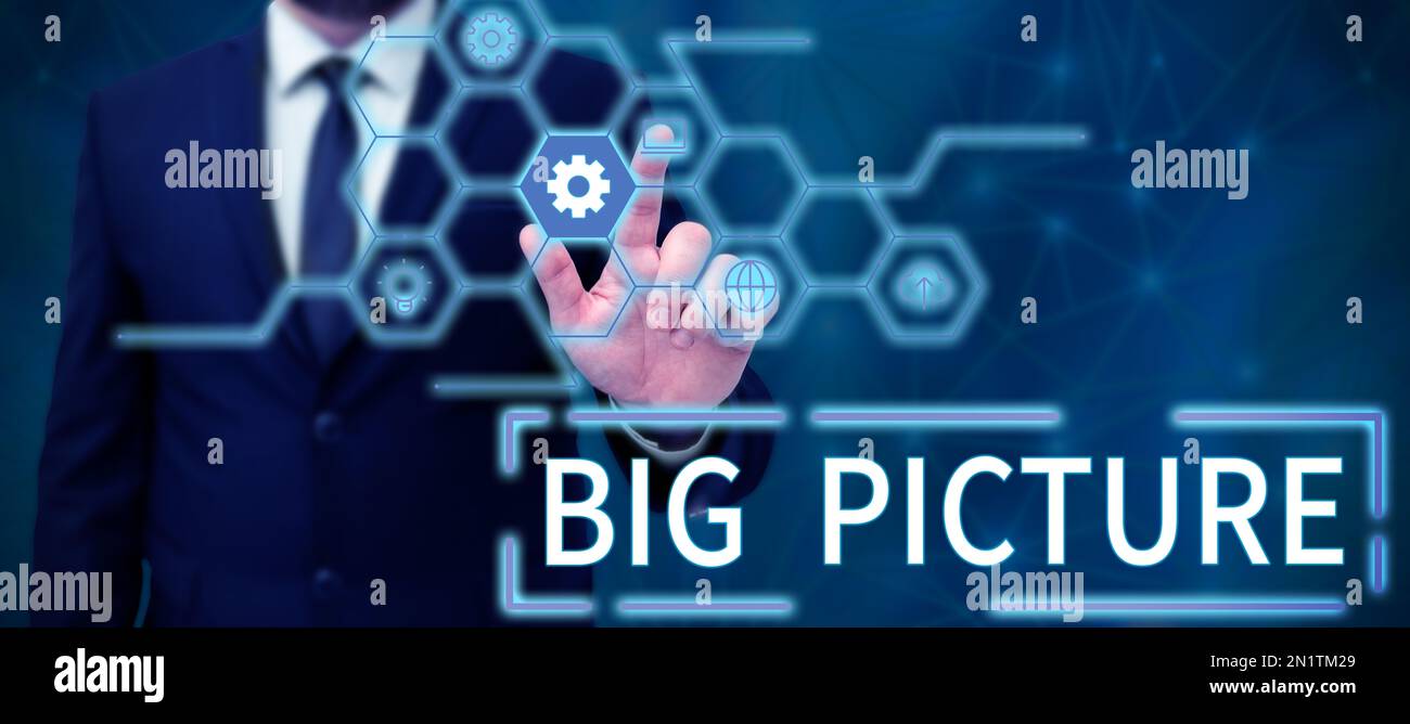 Text caption presenting Big Picture. Word Written on most important ...