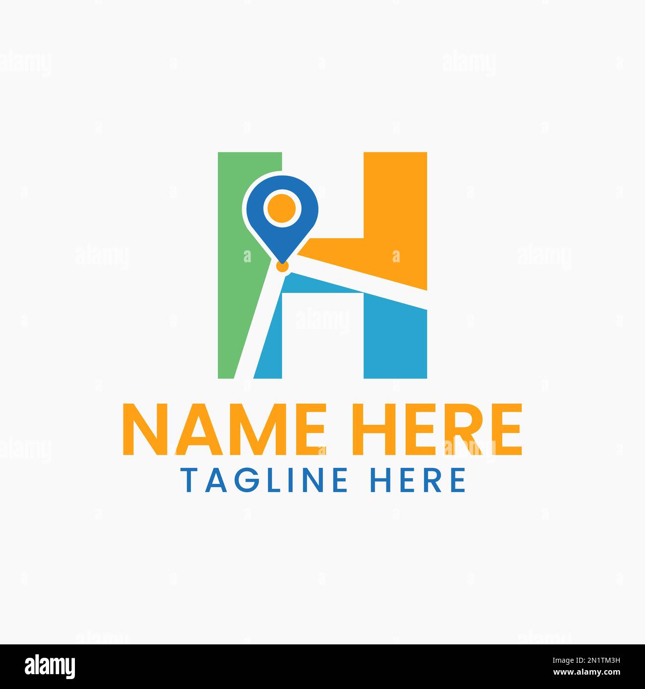 Letter H Location Logo Concept With Gps Symbol, Pin Icon Template Stock