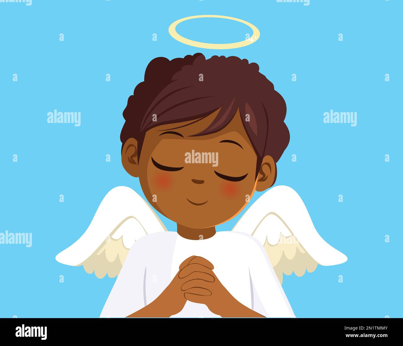 Beautiful little girl with angel wings and halo innocence concept Stock Photo