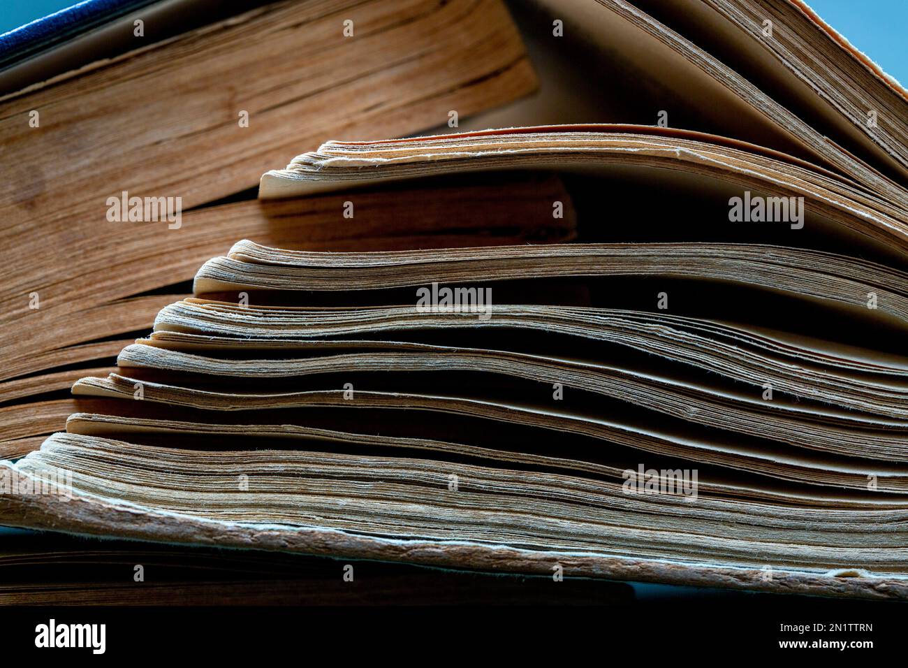 Two old books bound together in close-up Stock Photo - Alamy