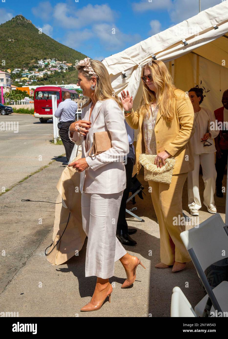 Queen Maxima and Princess Amalia of The Netherlands at the Fire Station ...