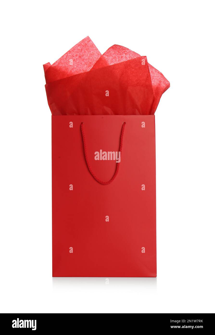 Red Gift Bag With Tissue Paper Stock Illustration - Download Image