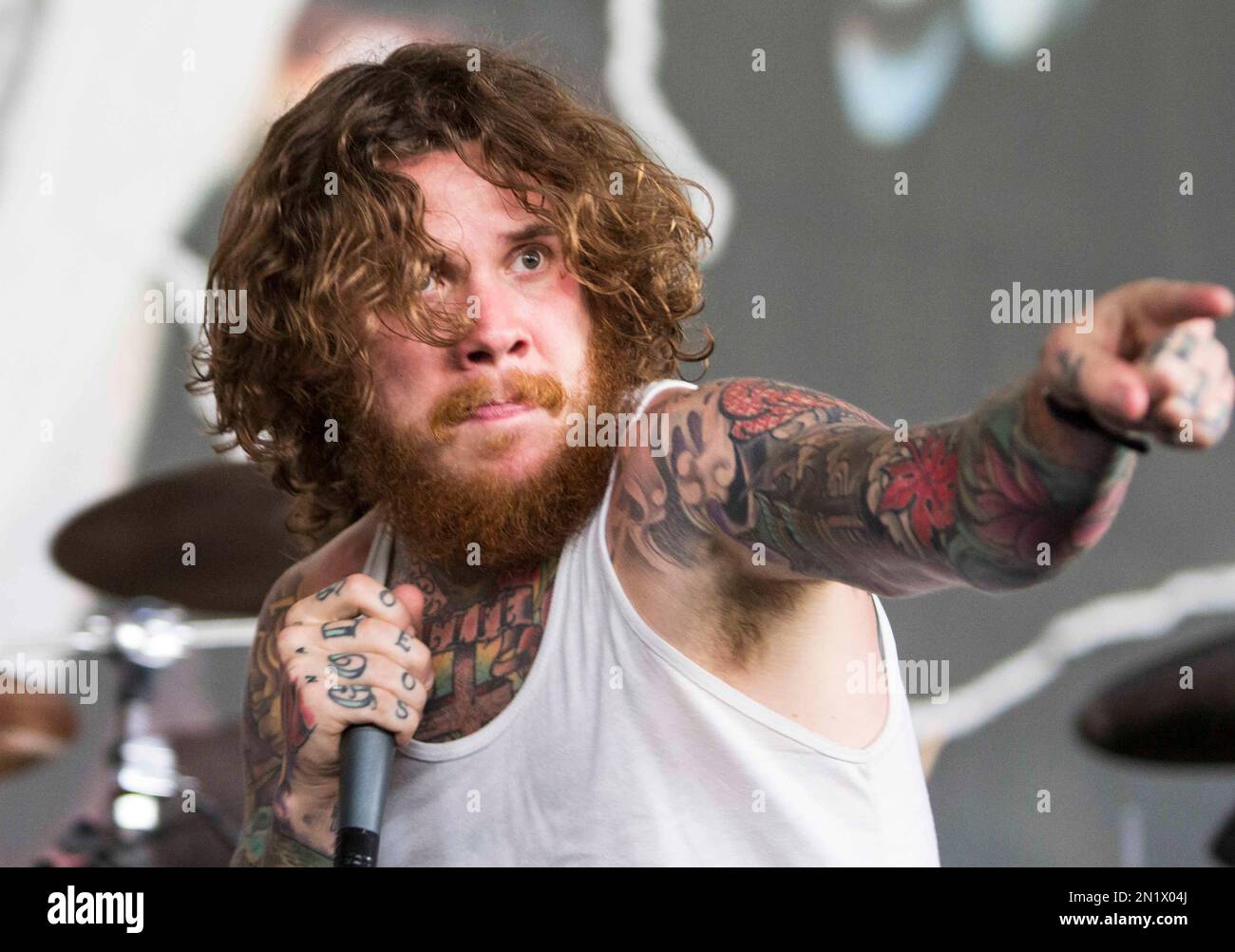 Mike Hranica with The Devil Wears Prada performs during the ...
