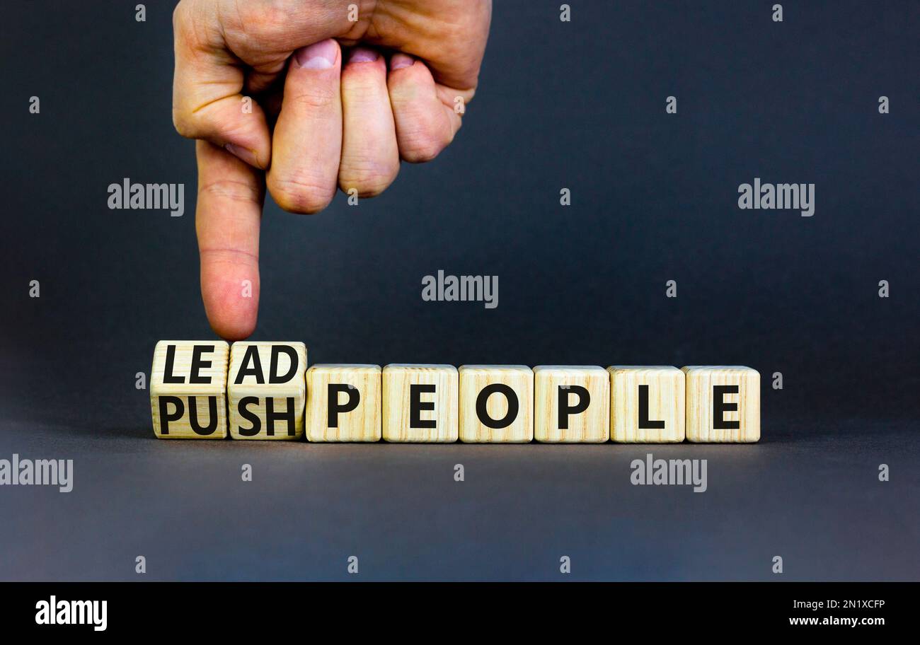 Lead or push people symbol. Concept word Lead people and Push people on ...