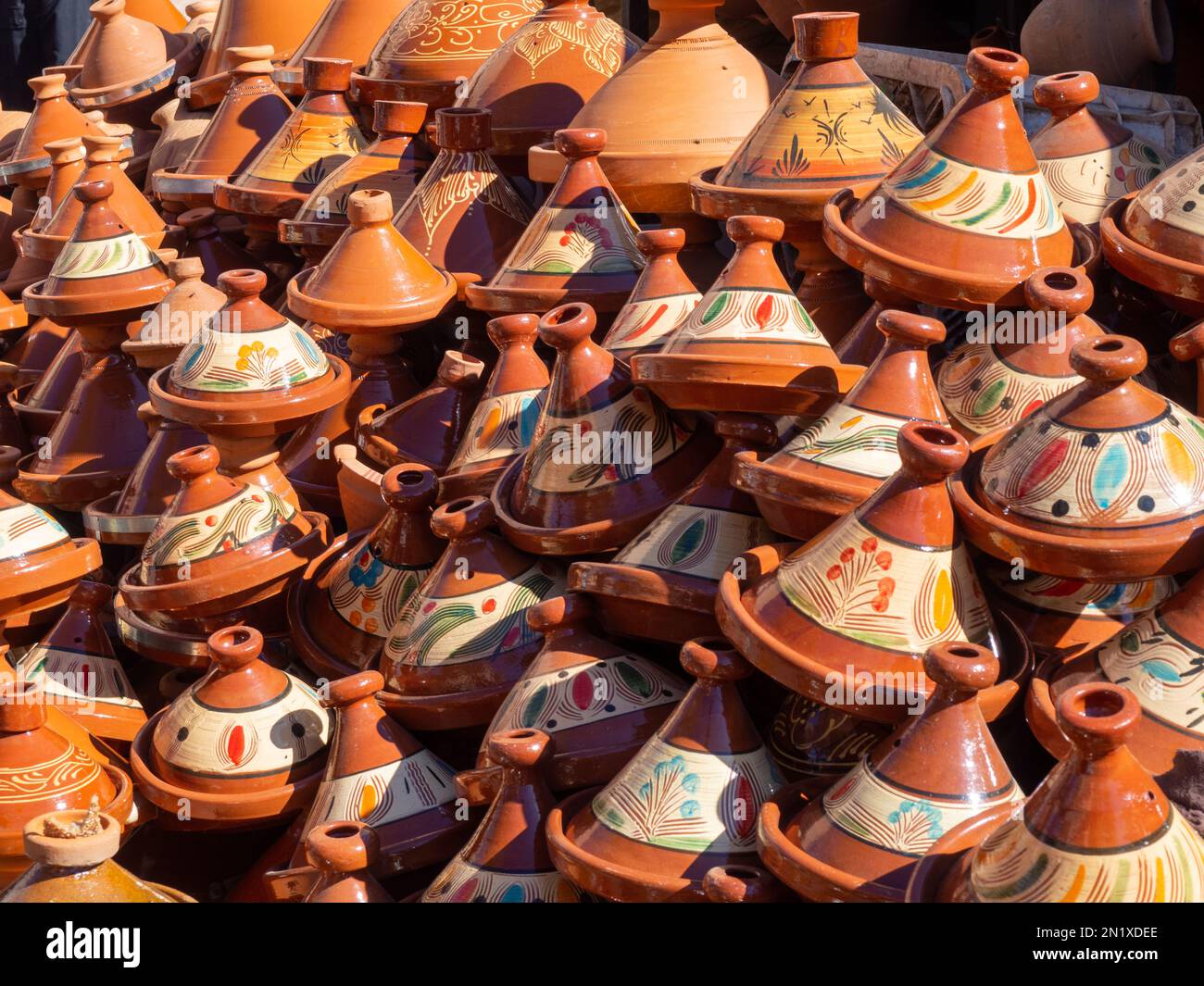 Tajines in the market , Marrakech , Morocco Stock Photo