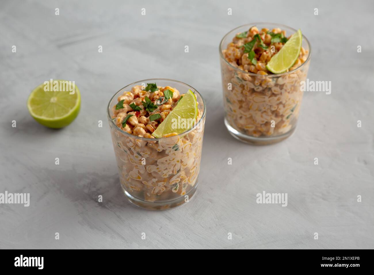 Homemade Mexican Corn Elote Esquites in Cups, side view Stock Photo Alamy