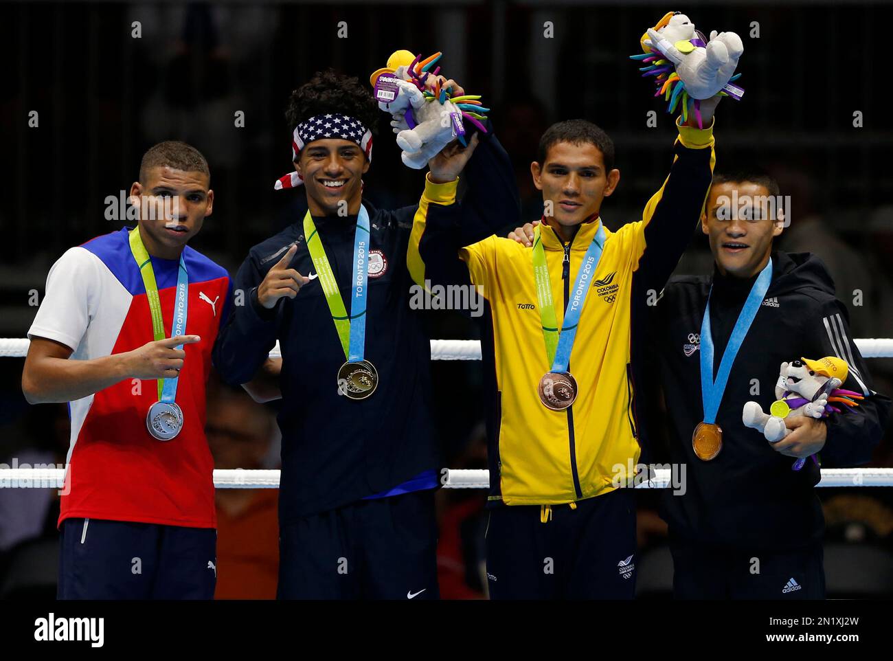 Gold medalist in men’s flyweight boxing Antonio Vargas of the U.S ...