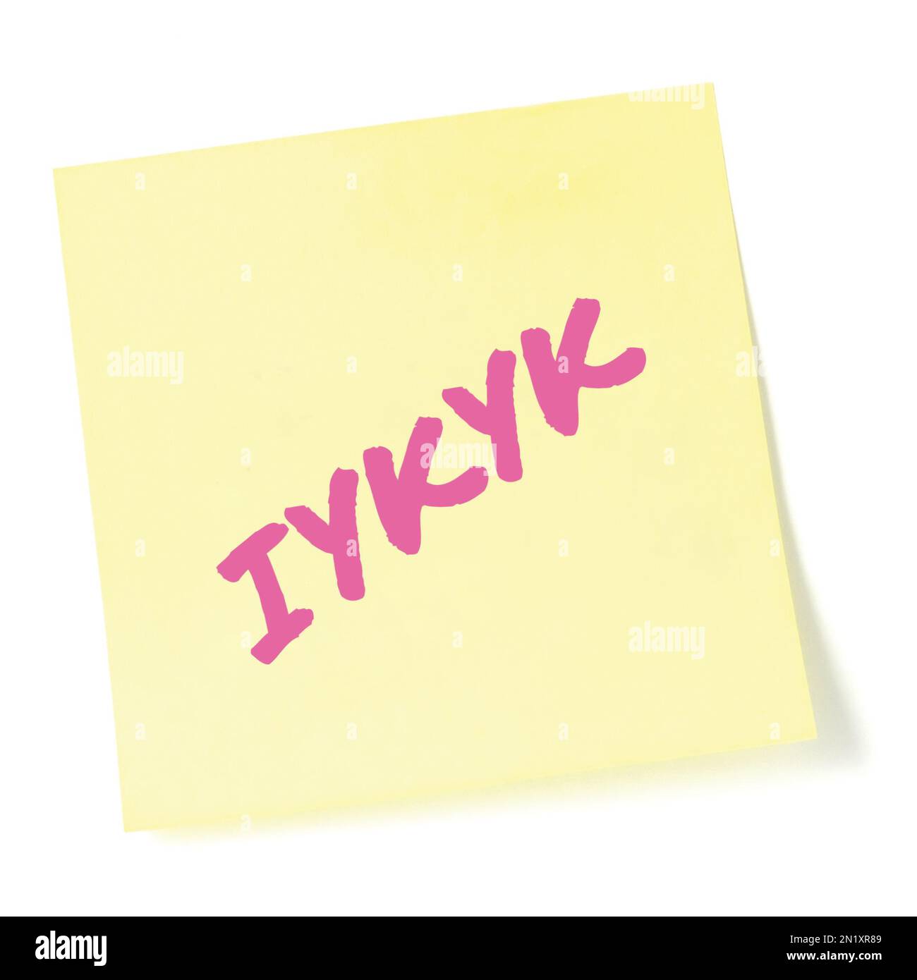 If you know, you know acronym IYKYK macro closeup, red marker text, Tiktok  jokes concept, isolated yellow adhesive post-it sticky note sticker Stock  Photo - Alamy