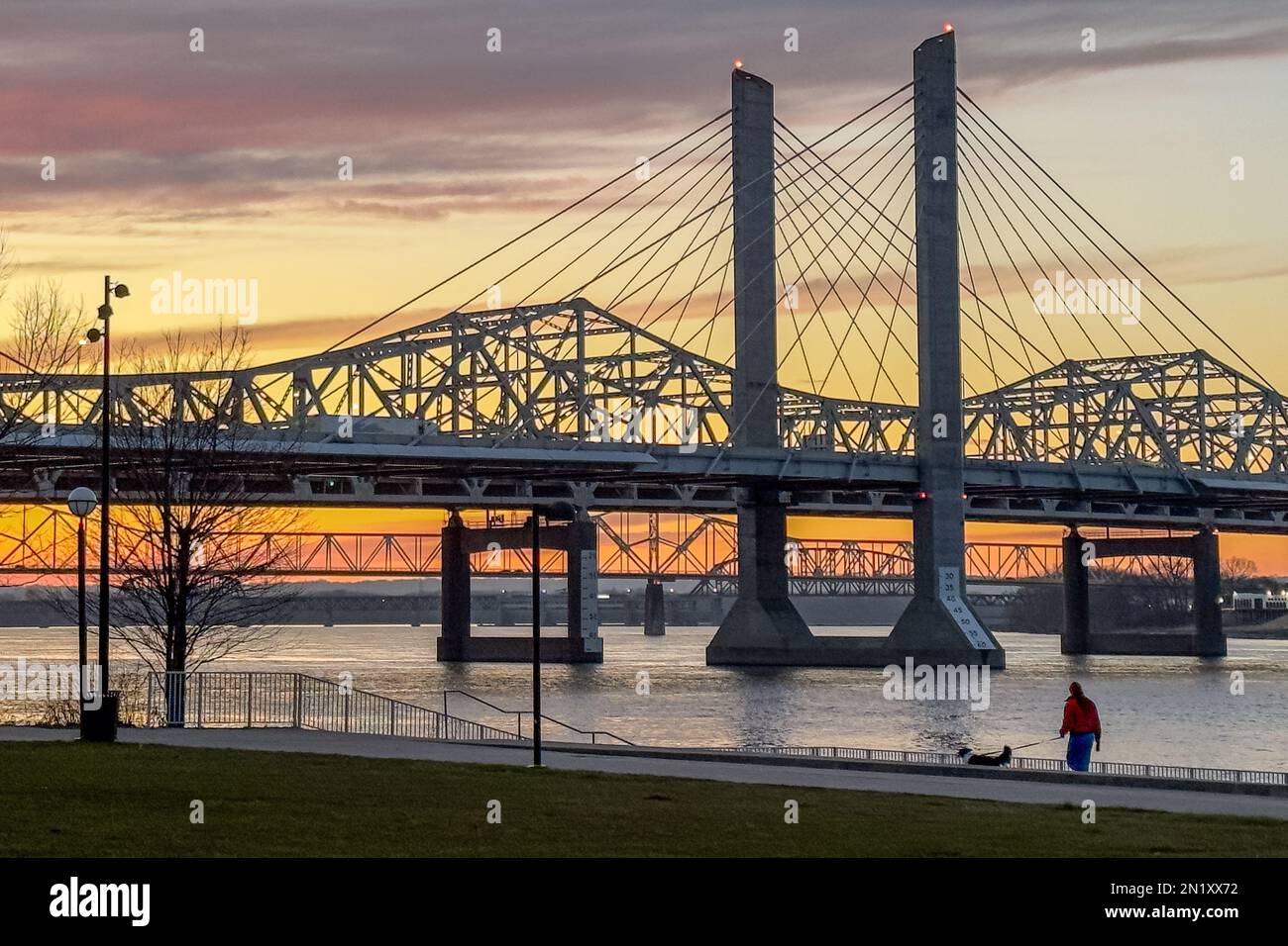 John F. Kennedy Bridge and Abraham Lincoln Bridge crossing the Ohio