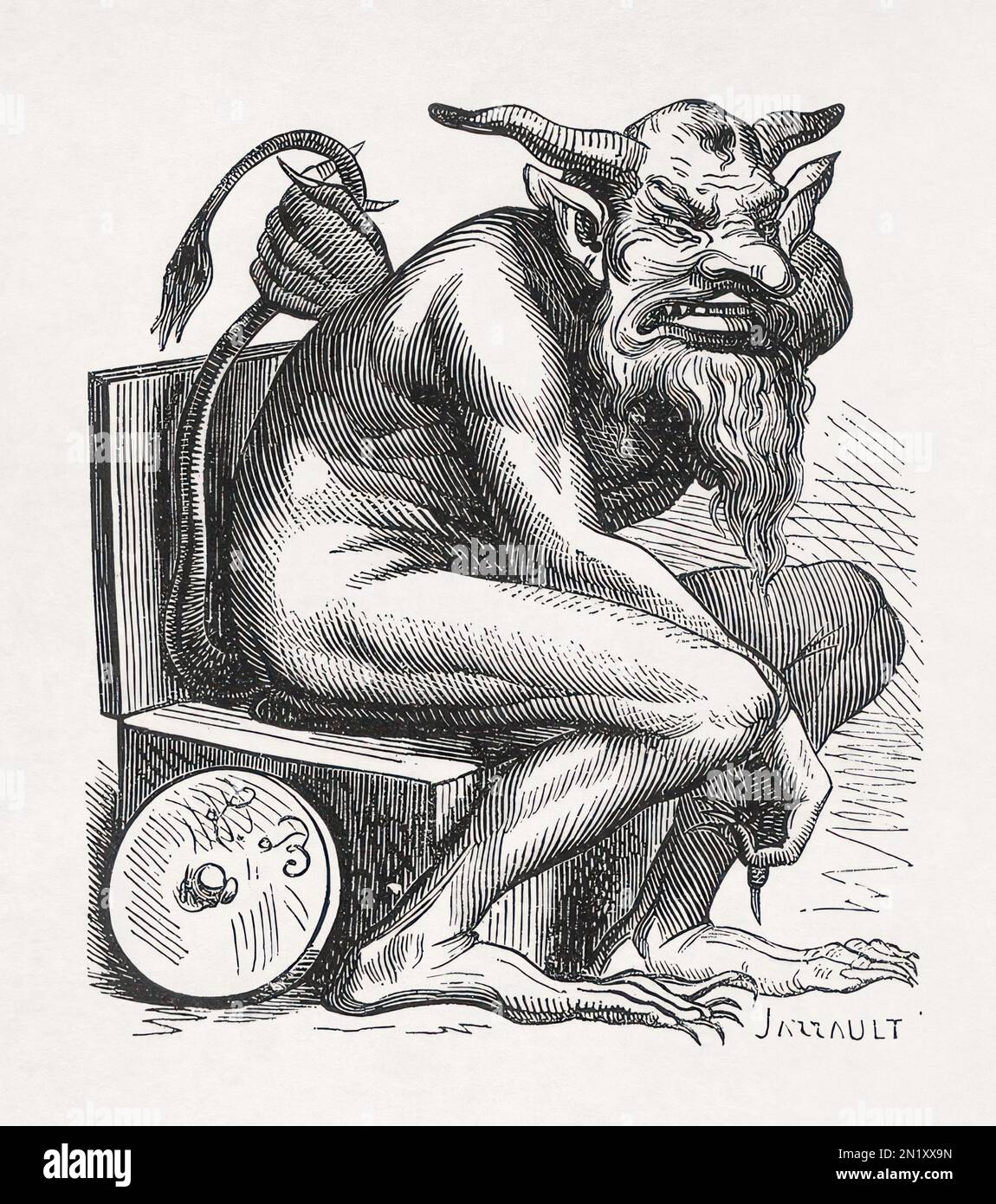 Belphegor by Louis Le Breton made in 1863 for the Dictionnaire infernal writen by Jacques Collin de Plancy. Stock Photo