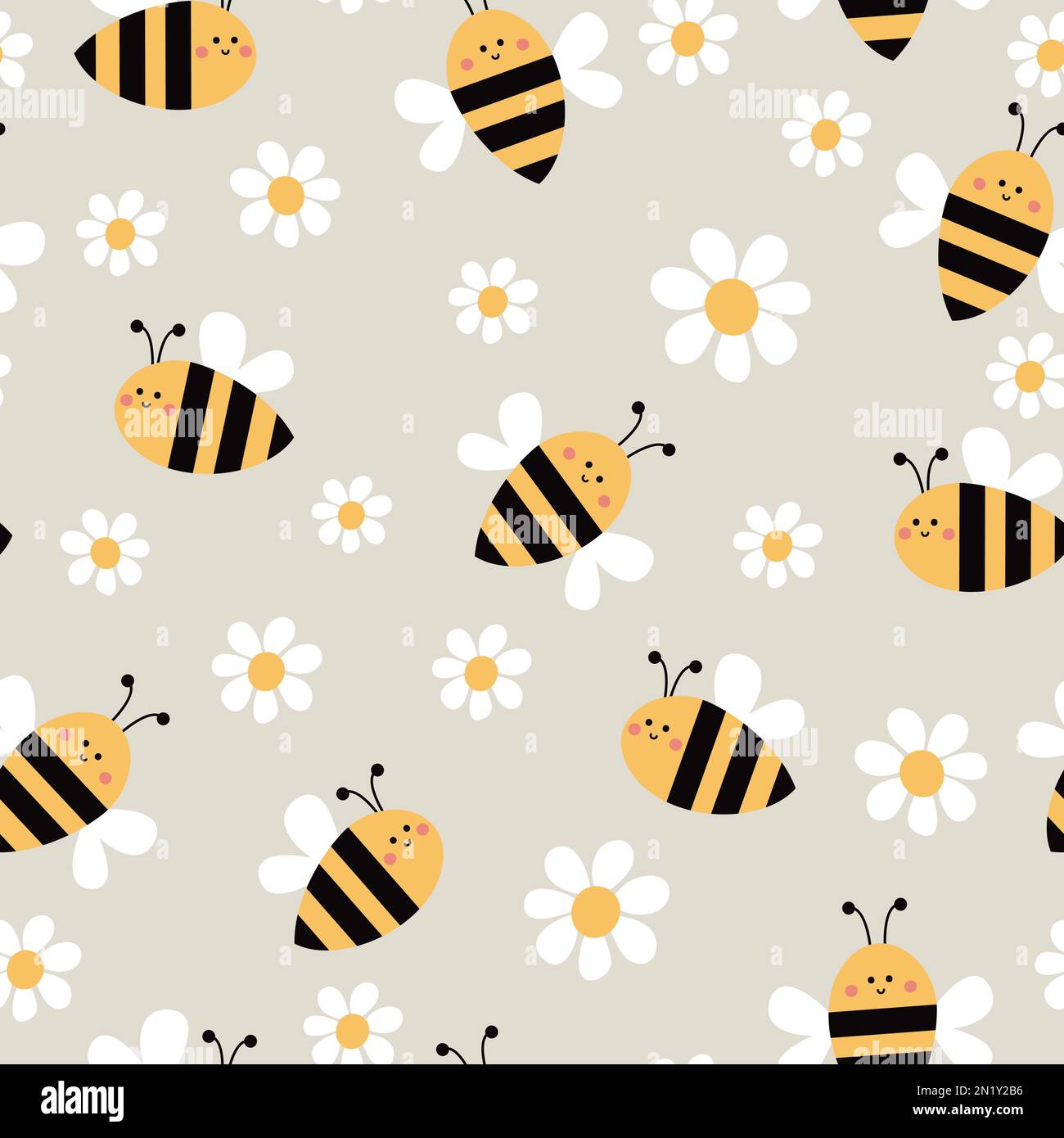 Cute seamless pattern with bees and daisies. Childish texture Stock ...