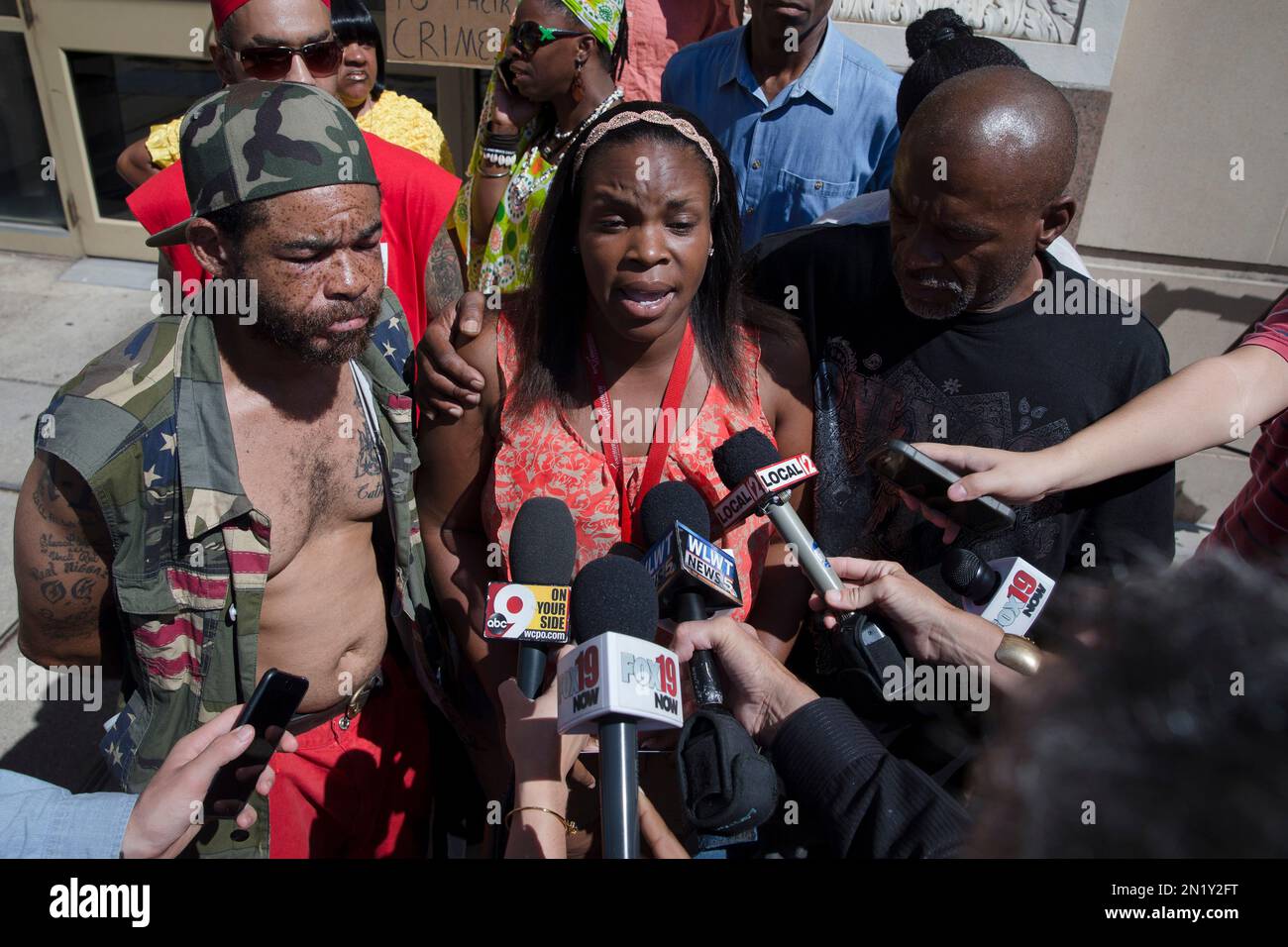 Ebony Johnson, cousin of Samuel Dubose, speaks to the media outside the ...