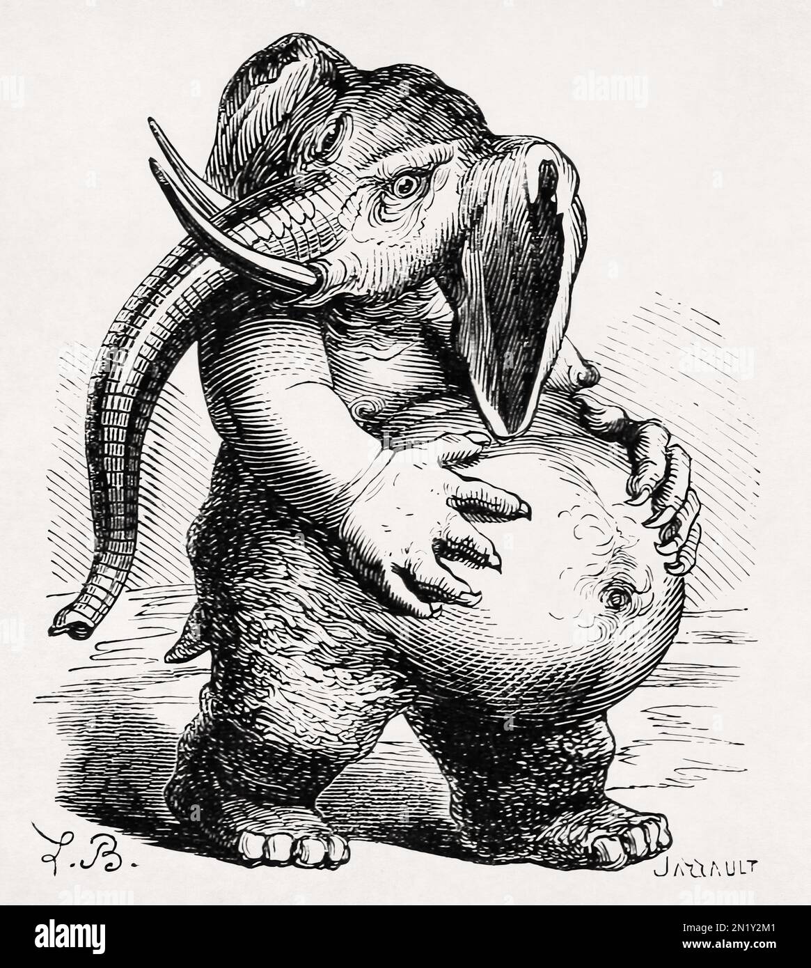 Behemoth by Louis Le Breton made in 1863 for the Dictionnaire infernal writen by Jacques Collin de Plancy. Stock Photo