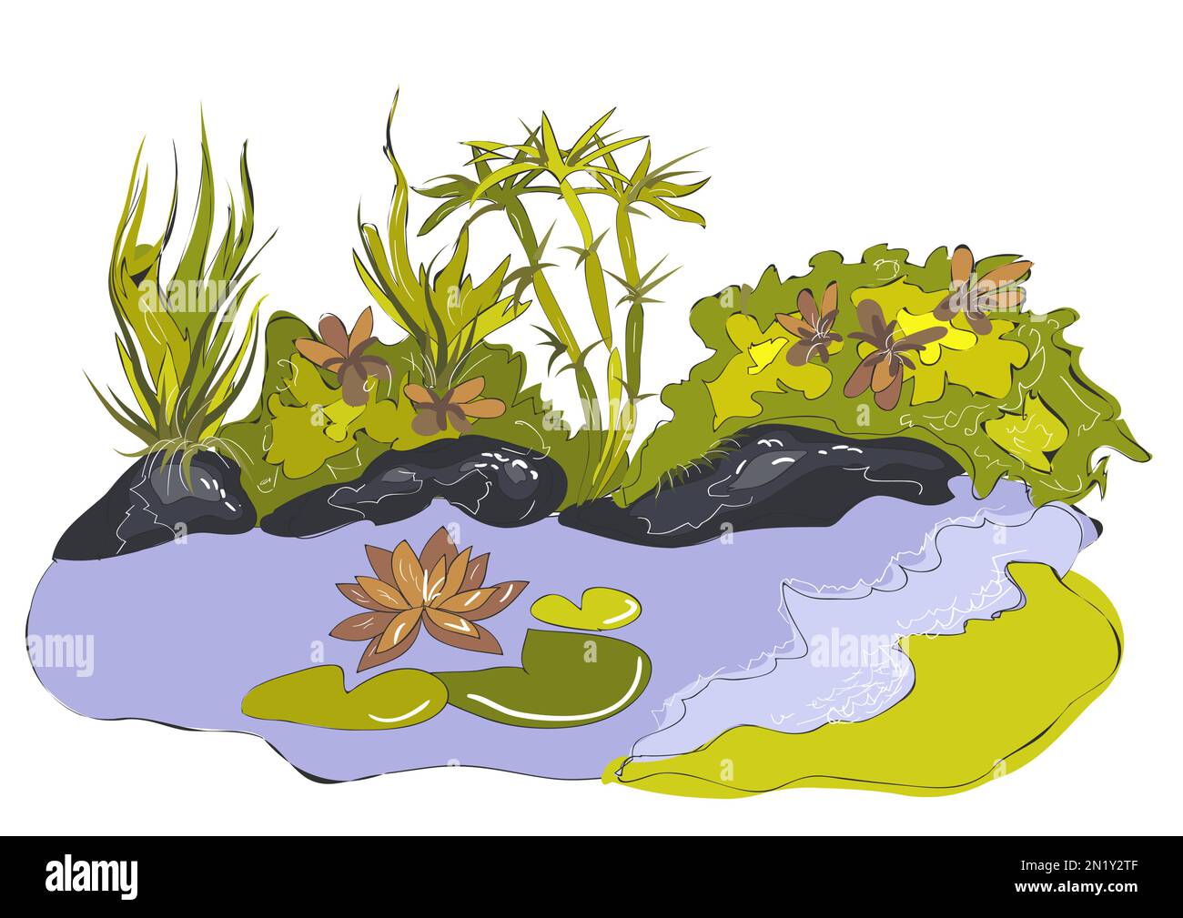 abstract lake vector illustration on white background Stock Vector