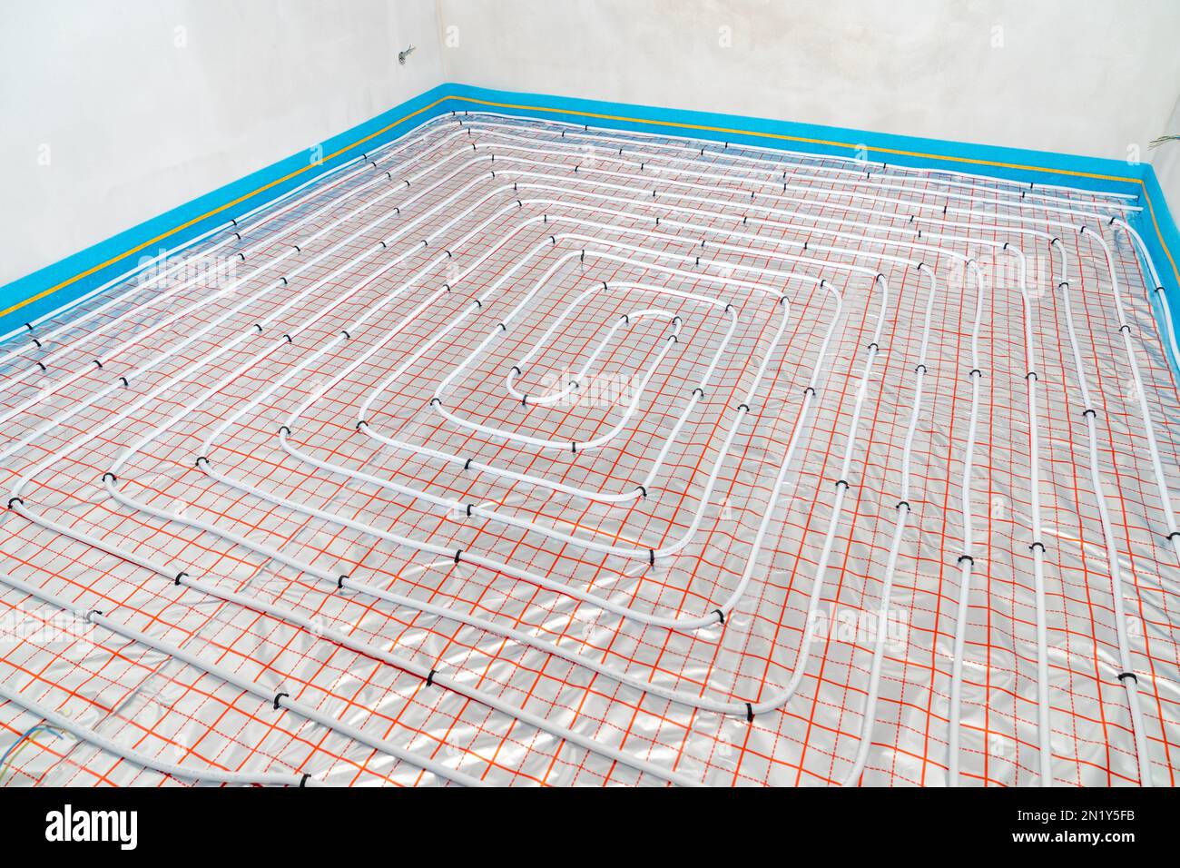 underfloor heating ready for floor installation Stock Photo